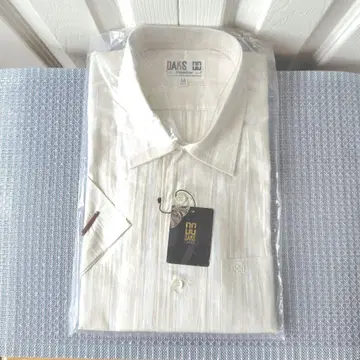 DAKS LONDON 반팔 셔츠 베이지 화이트 스트라이프 M 남성용