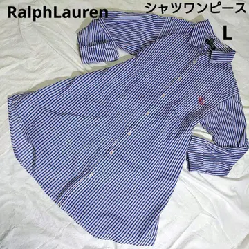 LAUREN RALPH LAUREN 긴팔 스트라이프 셔츠 원피스 L