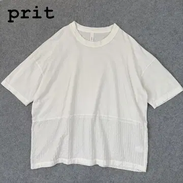 새상품급 prit 코튼 천축 절개 와이드 티셔츠 넉넉한 핏
