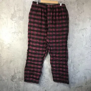 Y5536 구제 체크 팬츠 파자마 팬츠 크림슨 블랙 90년대 Y2K
