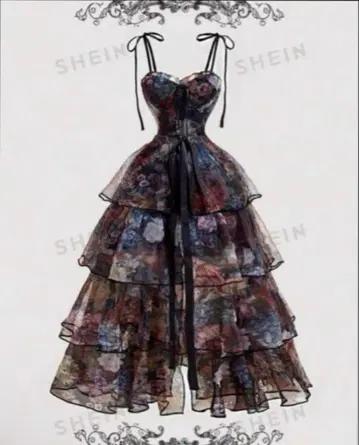 SHEIN 플라워 프린트 티어드 드레스