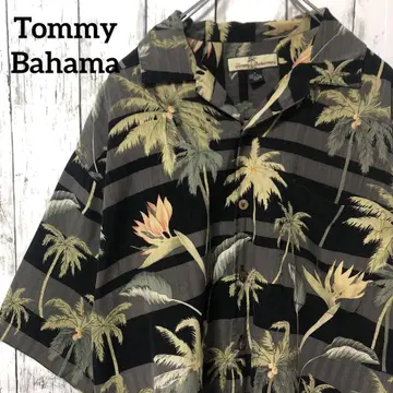 C2322 Tommy Bahama 알로하 셔츠 실크 야자수 남국