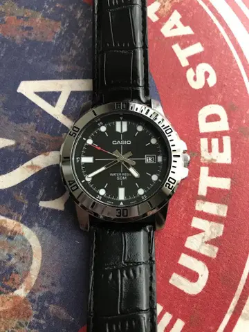 CASIO 아날로그 손목시계 50M 방수 블랙