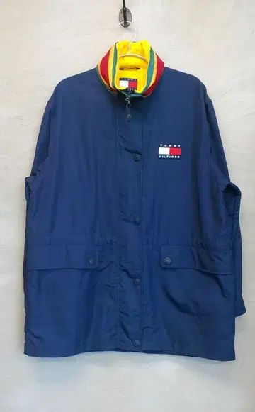 90's 타미힐피거 플리스 넥 나일론 자켓 네이비
