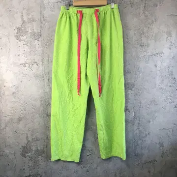 Y5539 구제 의류 패턴 팬츠 파자마 팬츠 옐로우 그린 90s Y2K