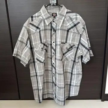 [레어] Dickies 남성용 반팔 셔츠 그레이 체크