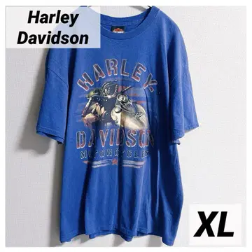 USED 할리데이비슨 반팔 T셔츠 퍼플 오렌지 XL 구제 의류