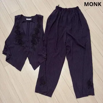 MONK 팬츠 셋업 레이스 자수 베스트