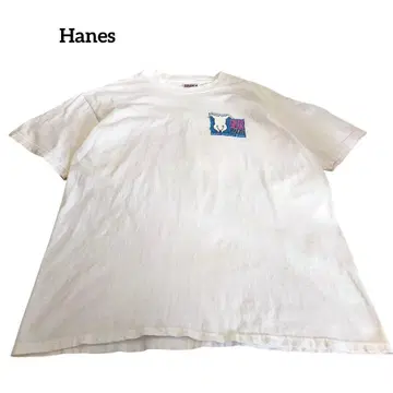 구제 Hanes 반팔 티셔츠 동물원 북극곰 백 프린트 90년대 00년대