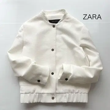 ZARA 자라 크롭 노카라 자켓 에크루 화이트 트위드