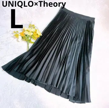 UNIQLO x theory 플리츠 랩 롱 스커트 블랙 여성용 L