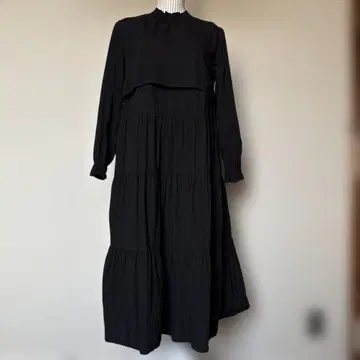블랙 티어드 롱 원피스