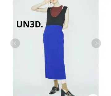 새상품급 UN3D. 슬리브리스 바이컬러 롱 원피스 S