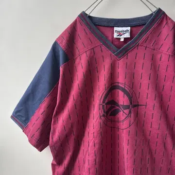 Reebok 보르도 네이비 V넥 티셔츠 90s