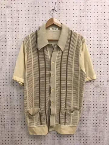 MIZUKEI DICK 쇼와 레트로 스키퍼 스트라이프 반팔 니트 셔츠