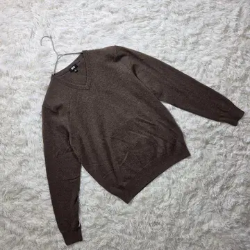 유니클로 UNIQLO 니트 M 캐시미어100% V넥 브라운
