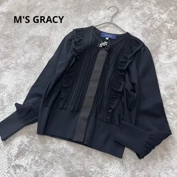 컨디션 최상 엠즈 그레이시 프릴 리본 가디건
