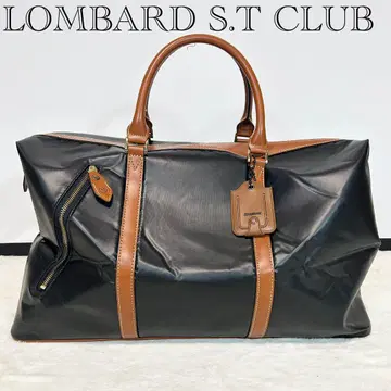 LOMBARD S.T CLUB 보스턴 가방 가죽 올 패턴 블랙 바닥 징