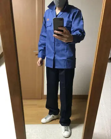 [미사용 새상품] 작업복 상하의 셋업 워크웨어 네이비 L 면 100%