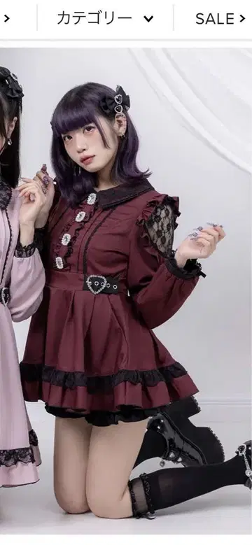 디어마이러브 반짝이 비쥬 레이스 겹침 프릴 원피스