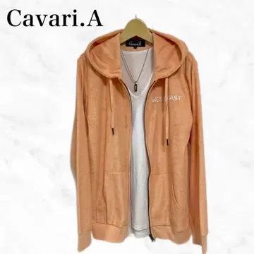 cavariA 지퍼 후드티 라이트 오렌지 계열 파일 후드티
