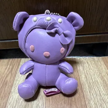 홋카이도 한정 헬로키티 라벤더 테디베어 마스코트 가죽 봉제 인형