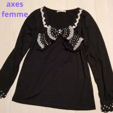 axes femme 빅 리본 히메로리 고스로리 Y2K 긴팔 롱T