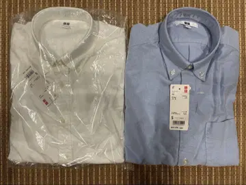 UNIQLO 옥스포드 긴팔 셔츠 화이트 블루 S