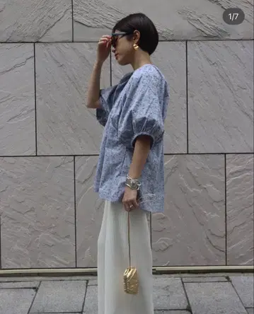 새상품급! Machatt 플라워 자카드 블라우스 반팔