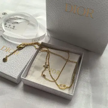 PETIT CD 더블 목걸이 2연 럭셔리 W 골드 메탈 체인