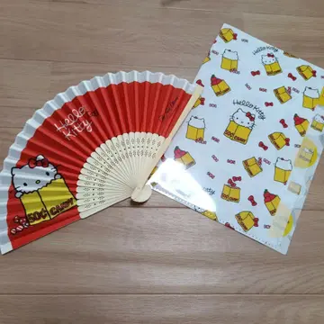 헬로키티 전시회 한정 부채 + 한정 클리어 파일 세트