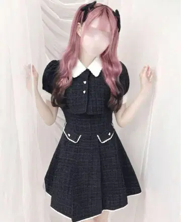 HONEY MEW 백리본 트위드 원피스 미셸 마카롱