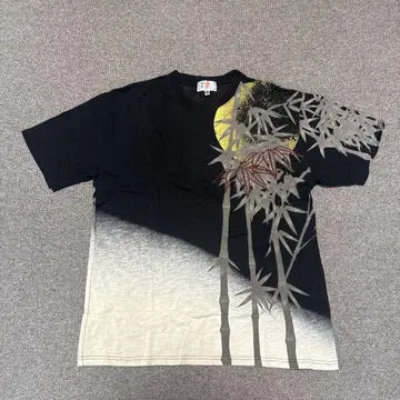 호랑이 자수 대나무와 달 디자인 T셔츠 XL