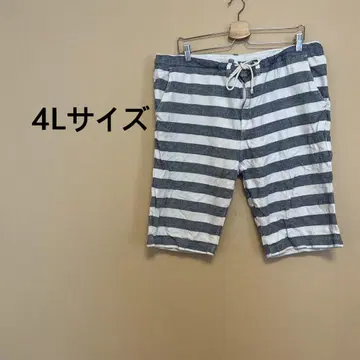 남성용 숏팬츠 / 이지 팬츠 / 빅 사이즈 / 보더 / 네이비 / 화이트