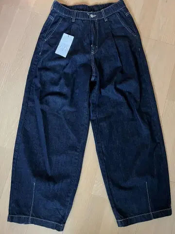 ZARA 플리츠 와이드 레그 청바지 배기 벌룬 데님 인디고
