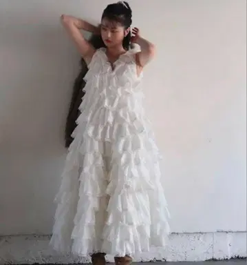 트리트유어셀프 angel wings long dress white