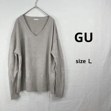 GU 니트 셔츠 L 사이즈 그레이 V넥 심플 새상품급