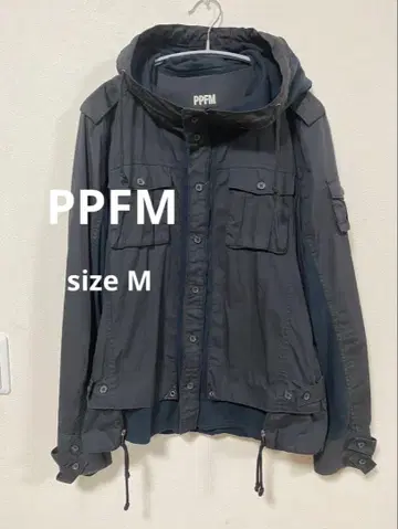 [레어] PPFM 밀리터리풍 자켓 후드 부착 블랙 M