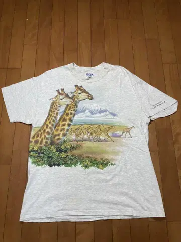 90s animal art 애니멀 기린 자연 굿 프린트 Hanes