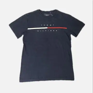 TOMMY HILFIGER 자수 로고 네이비 티셔츠