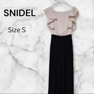 SNIDEL 스나이델 프릴 소매 올인원 베이지 x 블랙 S