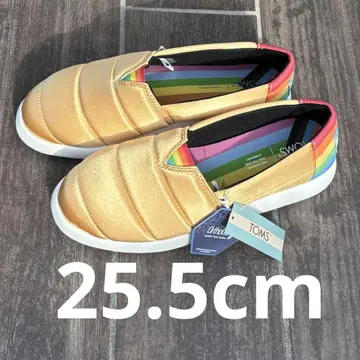 TOMS 말로 골드 메탈릭 슬립온 25.5cm 새상품