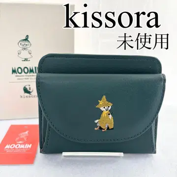 [레어] kissora MOOMIN 접이식 지갑 스너프킨 자수 그린