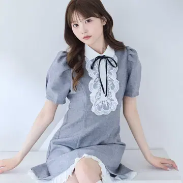[익명 배송] AnMILLE 밑단 플리츠 미니 op 그레이 미착용 새상품