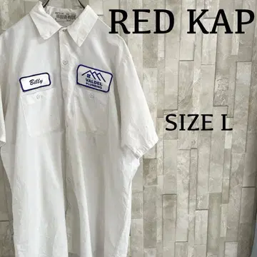 구제 RED KAP 반팔 워크 셔츠 사이즈 L 화이트 성조기 와펜