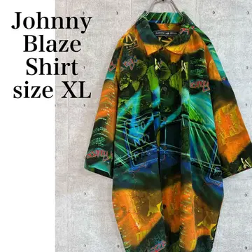 단종 Johnny Blaze 올 패턴 셔츠 멀티 컬러 스트릿 스타일 XL