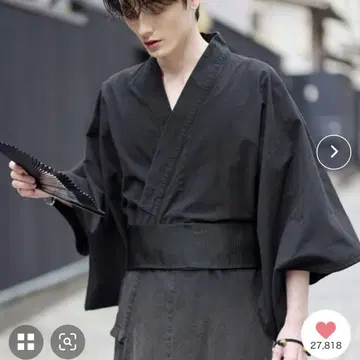 유카타 게다 복주머니 부채 오비 남성, 남성용 세트