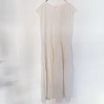 면 100% 슬리브리스 원피스 화이트 코튼 플레어 롱 원피스