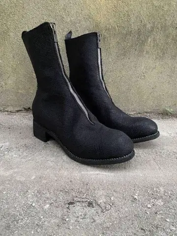 GUIDI PL2 Black Leather Front-zip Boots