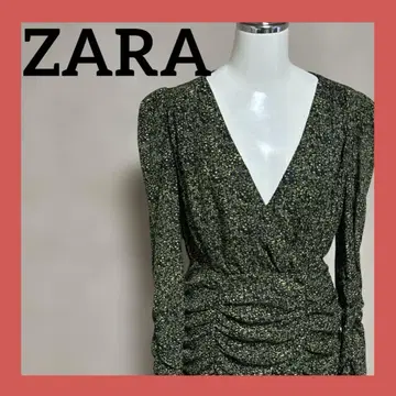ZARA 드레이프 원피스 S 블랙 꽃무늬 가을 상품
